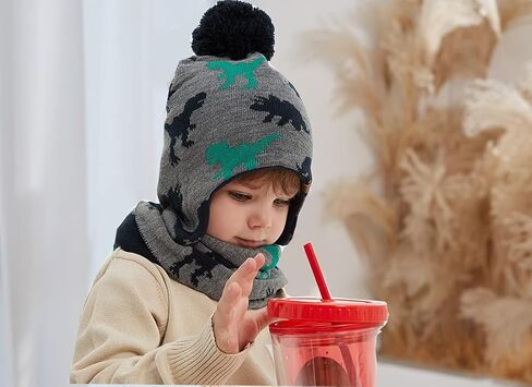 طقم قبعات ووشاح شتوي للأولاد من مون كيتي، مجموعة قبعات شتوية للأطفال الصغار للأولاد في الشتاء in Kuwait