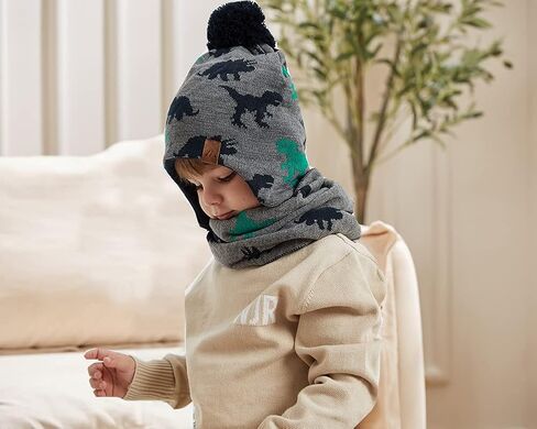 طقم قبعات ووشاح شتوي للأولاد من مون كيتي، مجموعة قبعات شتوية للأطفال الصغار للأولاد في الشتاء in Kuwait