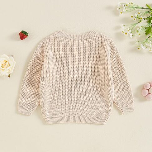 Toddler Baby Girl Knit Sweater Long Sleeve Crewneck Cute Embroidery Pullover Knitwear Fall Winter Clothes in Saudi Arabia
