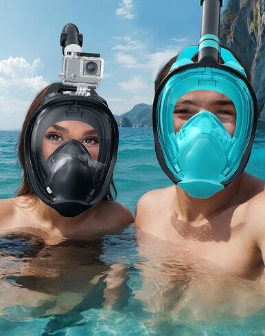 Zenoplige Full Face Snorkel Mask Adults with Camera Mount，Dry-Top Snorkeling Gear for Adults，Foldable 180-Degree Panoramic Anti-Fog Scuba Mask for Snorkeling Diving Swimming Travel (S+S) in Saudi Arabia