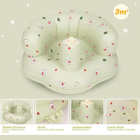 Inflatable Baby Seat for Baby 3 Months and Up, Inflatable Baby Chair with Built-in Pump, Simplified Version of Blow Up Baby Chair, Baby Seats for Infants for Sitting Up, Elephant in Saudi Arabia