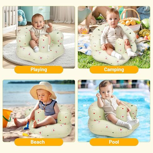 Inflatable Baby Seat for Baby 3 Months and Up, Inflatable Baby Chair with Built-in Pump, Simplified Version of Blow Up Baby Chair, Baby Seats for Infants for Sitting Up, Elephant in Saudi Arabia
