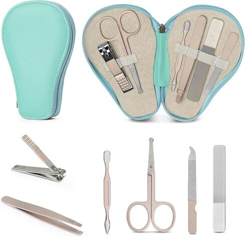 haakaa Baby Nail Clippers, 6-in-1 Baby Nail Care Kit with PU Storage Case, Nail Scissor, Cuticle Pusher, 2 Nail Files, Nail Clipper & Tweezer, Baby Manicure Set for Babies, White in Saudi Arabia