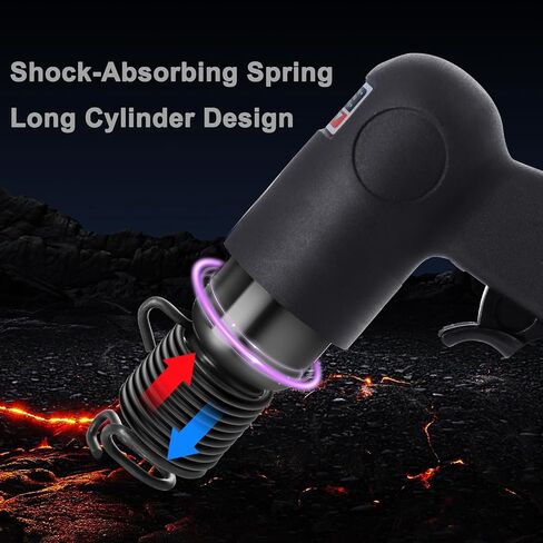 Short Barrel Air Hammer Kit, Includes 4 Types of Chisels, Quick-Change Retainer, and Lightweight Carrying Case, 4500 BPM, 1-5/8 Inch Stroke, Suitable for Machine Maintenance, Removing Screws in Saudi Arabia