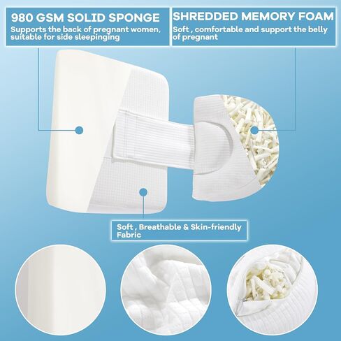 HOMBYS Adjustable Pregnancy Wedge Pillow for Sleeping Adjustable Support Maternity Pillows, Include 1 Triangular Back Pillow and 1 Semi-Circular Belly Pillow, Foam Filling (31.5"x19.7"x14") in Saudi Arabia