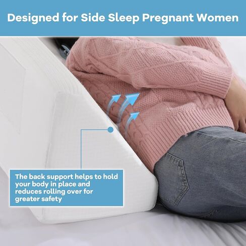 HOMBYS Adjustable Pregnancy Wedge Pillow for Sleeping Adjustable Support Maternity Pillows, Include 1 Triangular Back Pillow and 1 Semi-Circular Belly Pillow, Foam Filling (31.5"x19.7"x14") in Saudi Arabia