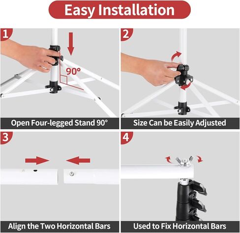 حامل خلفية مقاس 8.5 * 10 أقدام، حوامل خلفية بيضاء بأربعة أرجل أكثر استقرارًا وقابلة للتعديل، حامل خلفية لفيديو الصور، حامل خلفية لحفلات الزفاف وأعياد الميلاد وعرض الإعلانات. in Kuwait