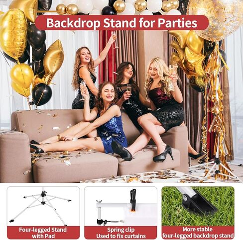 حامل خلفية مقاس 8.5 * 10 أقدام، حوامل خلفية بيضاء بأربعة أرجل أكثر استقرارًا وقابلة للتعديل، حامل خلفية لفيديو الصور، حامل خلفية لحفلات الزفاف وأعياد الميلاد وعرض الإعلانات. in Kuwait