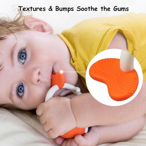 Mombella Clownfish Baby Teether Toys, Teething Toys for Babies 0 3 6 12 Months with Clip, Safe Soft Silicone Infant Teethers Toy 4-9 Months Old Soothing Sucking n Chew on Needs, Fun Gift for Newborn in Saudi Arabia