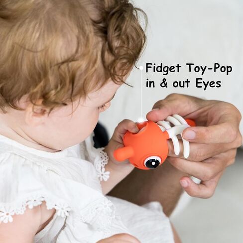 Mombella Clownfish Baby Teether Toys, Teething Toys for Babies 0 3 6 12 Months with Clip, Safe Soft Silicone Infant Teethers Toy 4-9 Months Old Soothing Sucking n Chew on Needs, Fun Gift for Newborn in Saudi Arabia