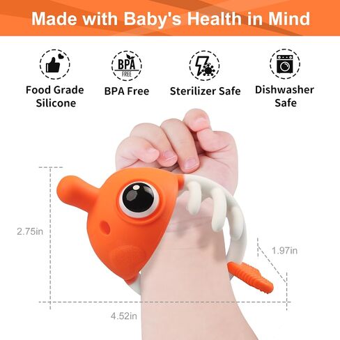 Mombella Clownfish Baby Teether Toys, Teething Toys for Babies 0 3 6 12 Months with Clip, Safe Soft Silicone Infant Teethers Toy 4-9 Months Old Soothing Sucking n Chew on Needs, Fun Gift for Newborn in Saudi Arabia