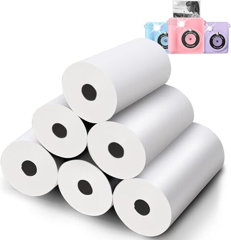 ورق طابعة الكاميرا 6 لفات - كاميرا الطباعة الفورية للأطفال GKTZ - مجموعة ورق الطباعة الحرارية للطباعة عالية الدقة - إعادة ملء ورق طابعة الكاميرا in Kuwait