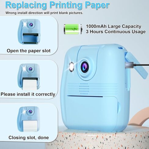 ورق طابعة الكاميرا 6 لفات - كاميرا الطباعة الفورية للأطفال GKTZ - مجموعة ورق الطباعة الحرارية للطباعة عالية الدقة - إعادة ملء ورق طابعة الكاميرا in Kuwait
