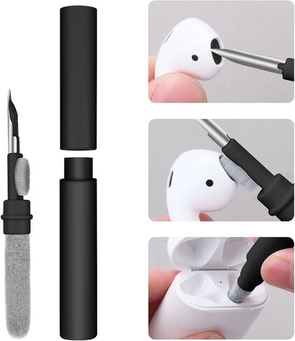 AOMIG Airpod Cleaner Kit, 3 in 1 Earbuds Cleaning kit,Phone Cleaner kit with Soft Brush for Wireless Earphones Bluetooth Headphones Charging Box Accessories, Computer, Keyboard, Camera(Black) in Kuwait