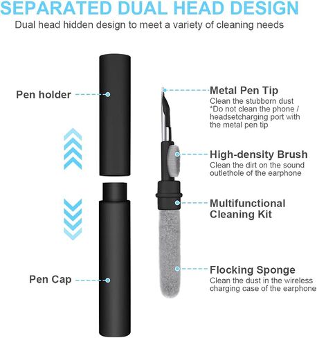 AOMIG Airpod Cleaner Kit, 3 in 1 Earbuds Cleaning kit,Phone Cleaner kit with Soft Brush for Wireless Earphones Bluetooth Headphones Charging Box Accessories, Computer, Keyboard, Camera(Black) in Kuwait