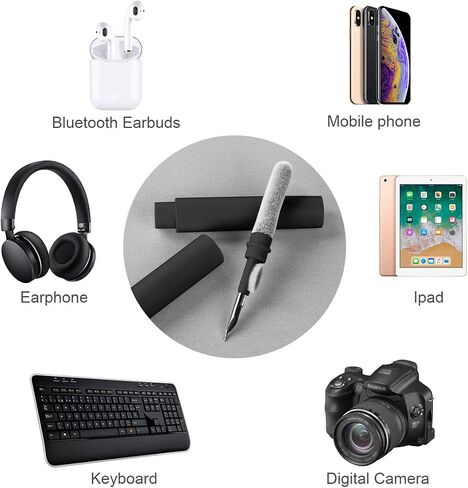 AOMIG Airpod Cleaner Kit, 3 in 1 Earbuds Cleaning kit,Phone Cleaner kit with Soft Brush for Wireless Earphones Bluetooth Headphones Charging Box Accessories, Computer, Keyboard, Camera(Black) in Kuwait