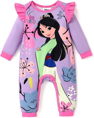 Disney Princess Cinderella Ariel Tiana Minnie Winnie Lion King Baby Girls Boys Ruffle Long Sleeve Romper Newborn to Toddler in Saudi Arabia