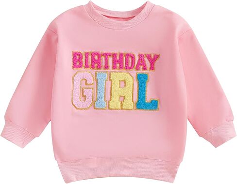 Adobabirl Toddler Baby Girl Birthday Outfit Crewneck Sweatshirt Embroidery Long Sleeve Birthday Shirt Pullover Sweater in Kuwait