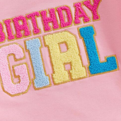 Adobabirl Toddler Baby Girl Birthday Outfit Crewneck Sweatshirt Embroidery Long Sleeve Birthday Shirt Pullover Sweater in Kuwait