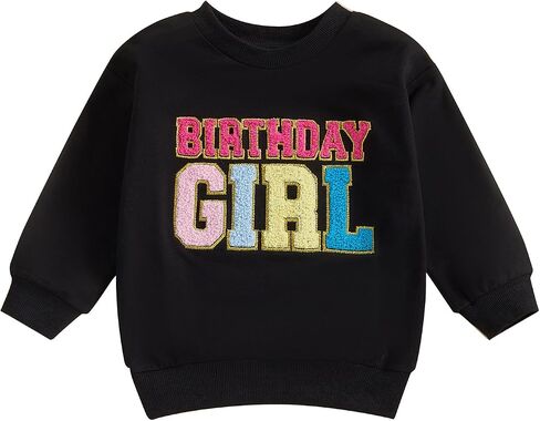 Adobabirl Toddler Baby Girl Birthday Outfit Crewneck Sweatshirt Embroidery Long Sleeve Birthday Shirt Pullover Sweater in Kuwait