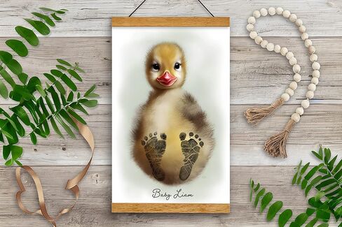 شركة Memory Lane Gifts Co. فن بصمة الطفل، هدية استحمام الطفل، عمل فني أصلي، تذكار لفن الحضانة، كتكوت الطفل (أخضر، خشب الساج) in Saudi Arabia