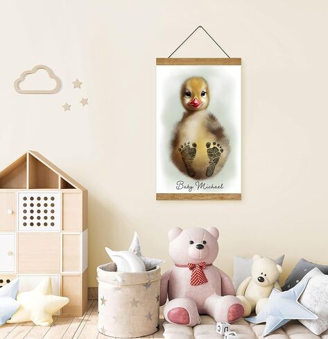 شركة Memory Lane Gifts Co. فن بصمة الطفل، هدية استحمام الطفل، عمل فني أصلي، تذكار لفن الحضانة، كتكوت الطفل (أخضر، خشب الساج) in Saudi Arabia