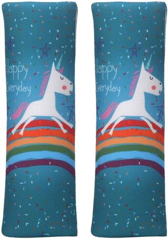 Suxgumoe Car Seat Belt Pillow for Kids, 2Pcs Unicorn Car Seat Belt Cover Pad Head and Neck Support (Unicorn Green)1 in Kuwait