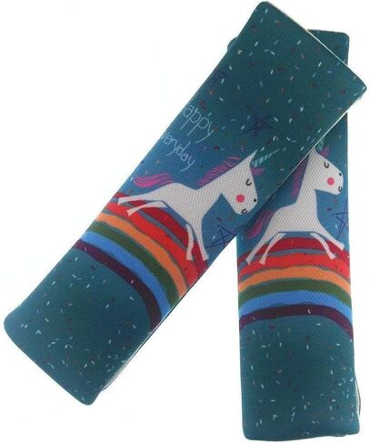 Suxgumoe Car Seat Belt Pillow for Kids, 2Pcs Unicorn Car Seat Belt Cover Pad Head and Neck Support (Unicorn Green)1 in Kuwait