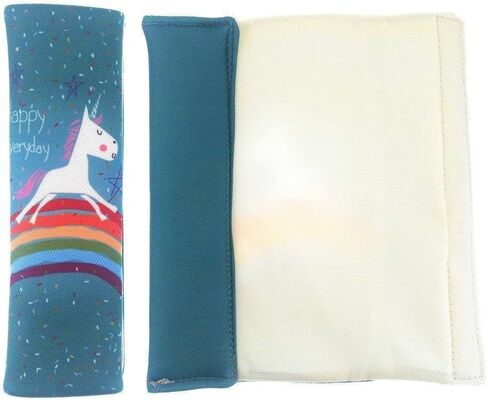 Suxgumoe Car Seat Belt Pillow for Kids, 2Pcs Unicorn Car Seat Belt Cover Pad Head and Neck Support (Unicorn Green)1 in Kuwait
