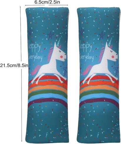 Suxgumoe Car Seat Belt Pillow for Kids, 2Pcs Unicorn Car Seat Belt Cover Pad Head and Neck Support (Unicorn Green)1 in Kuwait