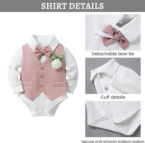 SANMIO Baby Boy Clothes Suits Infant Gentleman Outfit Collared Dress Shirt+Vest+Tie+Corsage+Pants 5Pcs Baby Suit Sets in Saudi Arabia