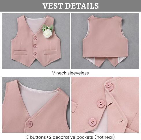 SANMIO Baby Boy Clothes Suits Infant Gentleman Outfit Collared Dress Shirt+Vest+Tie+Corsage+Pants 5Pcs Baby Suit Sets in Saudi Arabia