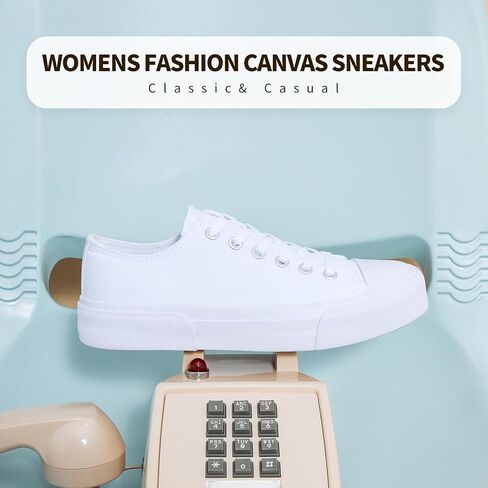 hash bubbie White Sneakers for Women Low Top Canvas Shoes Womens Canvas Sneakers Women's Fashion Sneakers Slip on Casual Tennis Shoes in Saudi Arabia