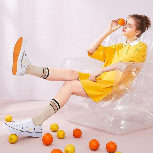 hash bubbie White Sneakers for Women Low Top Canvas Shoes Womens Canvas Sneakers Women's Fashion Sneakers Slip on Casual Tennis Shoes in Saudi Arabia