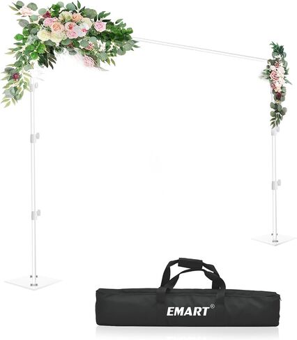 EMART Backdrop Stand, 10x10ft Width Adjustable Photography Background Support Poles with Heavy Duty Flat Base, Photo Metal Steel Pipe and Drape Frame Kit for Parties Birthday Wedding - Black in Kuwait