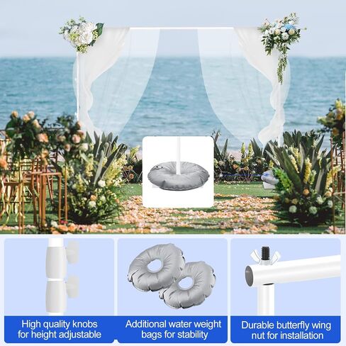 EMART Backdrop Stand, 10x10ft Width Adjustable Photography Background Support Poles with Heavy Duty Flat Base, Photo Metal Steel Pipe and Drape Frame Kit for Parties Birthday Wedding - Black in Kuwait