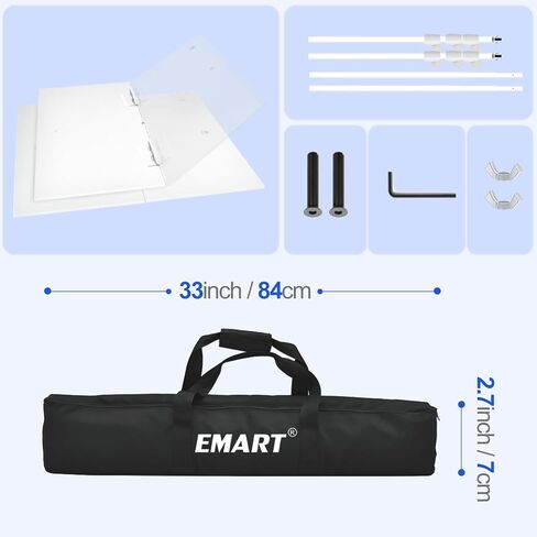 EMART Backdrop Stand, 10x10ft Width Adjustable Photography Background Support Poles with Heavy Duty Flat Base, Photo Metal Steel Pipe and Drape Frame Kit for Parties Birthday Wedding - Black in Kuwait