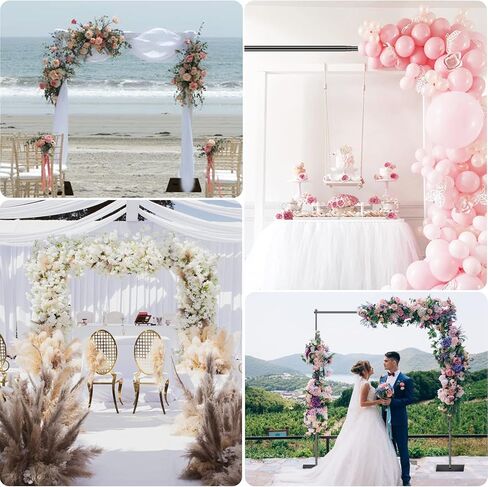 EMART Backdrop Stand, 10x10ft Width Adjustable Photography Background Support Poles with Heavy Duty Flat Base, Photo Metal Steel Pipe and Drape Frame Kit for Parties Birthday Wedding - Black in Kuwait