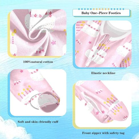 Dussdil Baby قطعة واحدة من ملابس القدم لحديثي الولادة، بيجامة قطنية للقدمين للنوم واللعب للأولاد والبنات in Kuwait