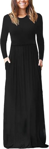 Smallshow Women's Long Sleeve Maxi Nursing Dress Maternity Breastfeeding Clothes in Saudi Arabia