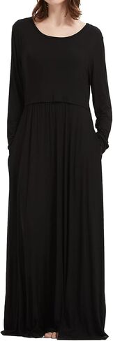 Smallshow Women's Long Sleeve Maxi Nursing Dress Maternity Breastfeeding Clothes in Saudi Arabia