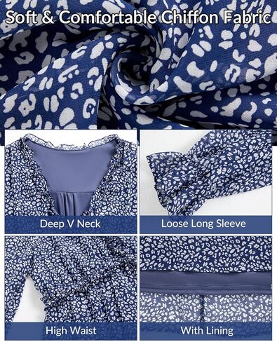 فستان طويل الأكمام من Pinup Fashion Fall طويل الأكمام - فساتين زفاف غير رسمية من الشيفون البوهيمي بياقة V عميقة in Kuwait