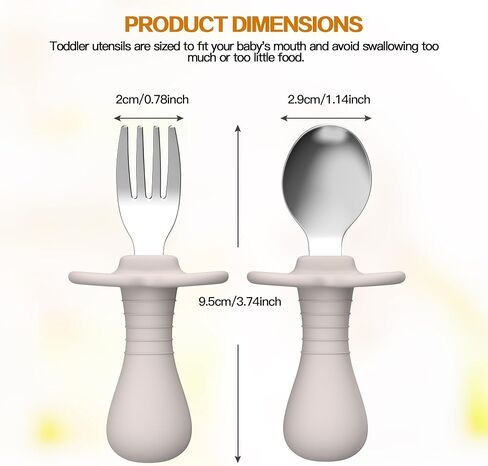4 Pieces Toddler Utensils, Kids Silverware Set with Silicone Handle, 18/8 Stainless Steel Children Safe Forks and Spoons, BPA Free, Anti-Choke Design (Lite Blue, Grey) in Kuwait