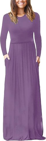 Smallshow Women's Long Sleeve Maxi Nursing Dress Maternity Breastfeeding Clothes in Saudi Arabia