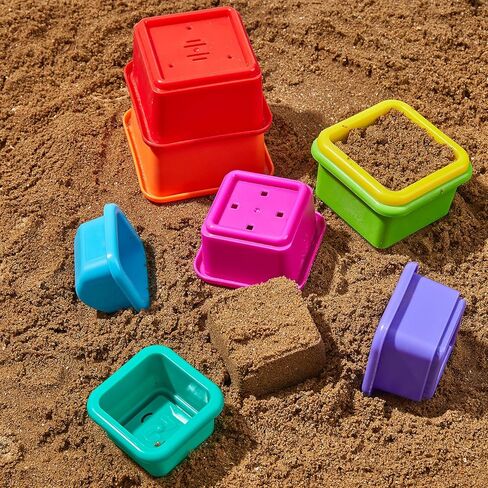 Stacking Cups Toy Set, Fun Educational Baby Toys, 13-PC Stackable Cups with Number Nesting Cups & Bath Boats Bath Toy for Babies 6-12 Months Stacking Cups for Toddlers 1-3 in Kuwait