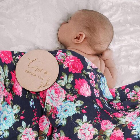 DRESHOW BQUBO Newborn Floral Receiving Blankets 3 Sets Newborn Baby Swaddling with Bow Headbands Swaddle Wrap Toddler Warm Shower Gift in Saudi Arabia