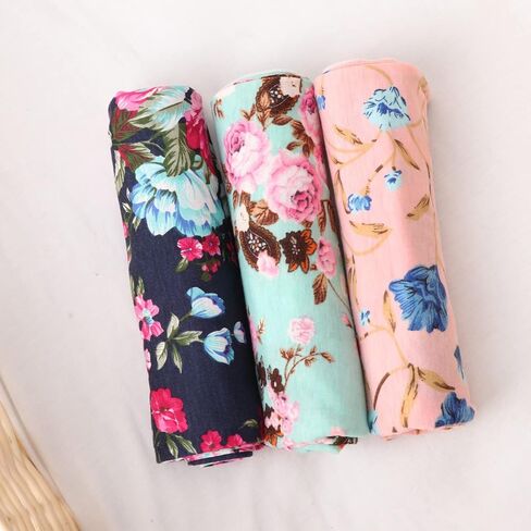 DRESHOW BQUBO Newborn Floral Receiving Blankets 3 Sets Newborn Baby Swaddling with Bow Headbands Swaddle Wrap Toddler Warm Shower Gift in Saudi Arabia