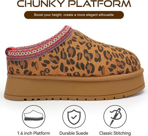 Platform Slippers for Women Winter Snow Mini Boots Suede Warm Lined Shoes Short Ankle Anti-Slip Platform Boots Slip on Home Fuzzy Slippers for Indoor Outdoor in Saudi Arabia