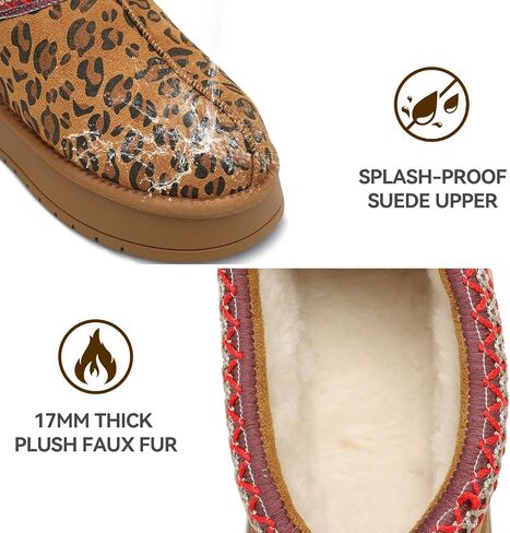 Platform Slippers for Women Winter Snow Mini Boots Suede Warm Lined Shoes Short Ankle Anti-Slip Platform Boots Slip on Home Fuzzy Slippers for Indoor Outdoor in Saudi Arabia