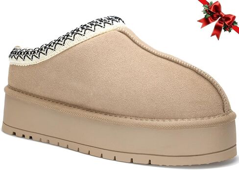 Platform Slippers for Women Winter Snow Mini Boots Suede Warm Lined Shoes Short Ankle Anti-Slip Platform Boots Slip on Home Fuzzy Slippers for Indoor Outdoor in Saudi Arabia